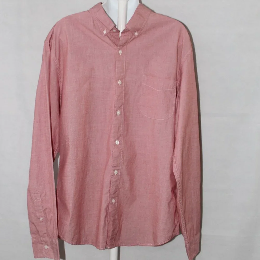 J. Crew Secret Wash Shirting Stretch Men's Pink Slim Long Sleeve Button Down XL